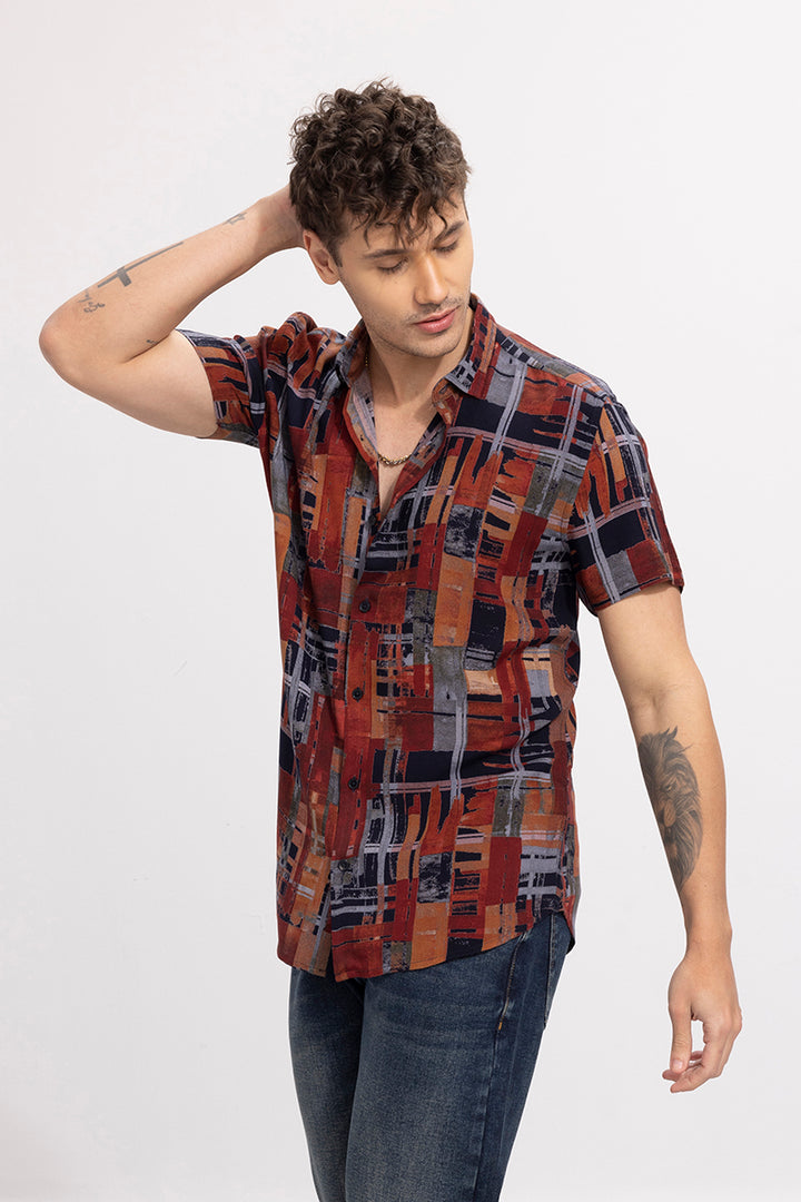 Retro Abstract Red Shirt