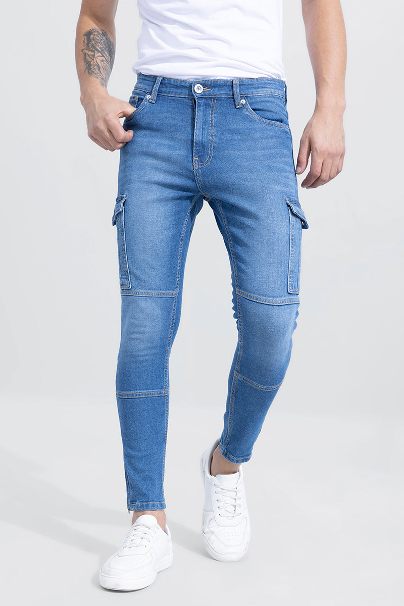 Ryizer Blue Cargo Skinny Jeans