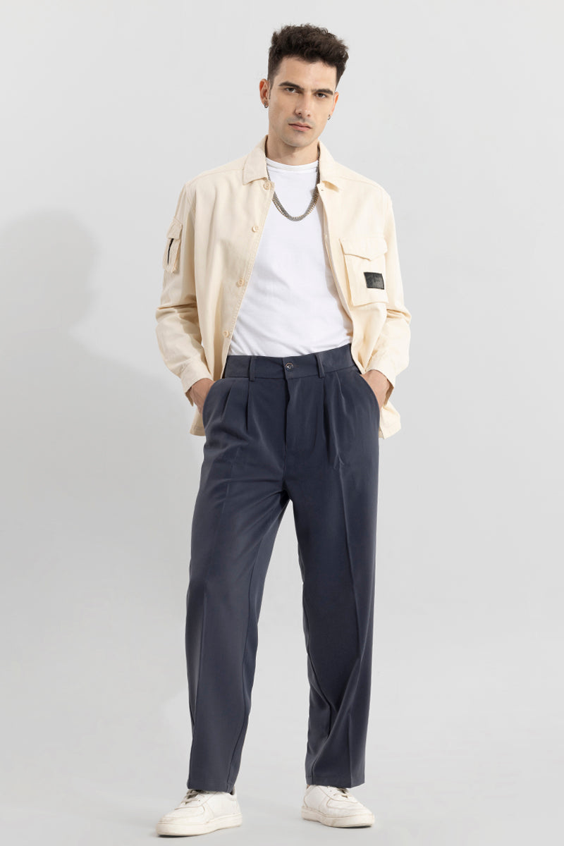 Buy Men's Seoul Anchor Grey Korean Pant Online | SNITCH