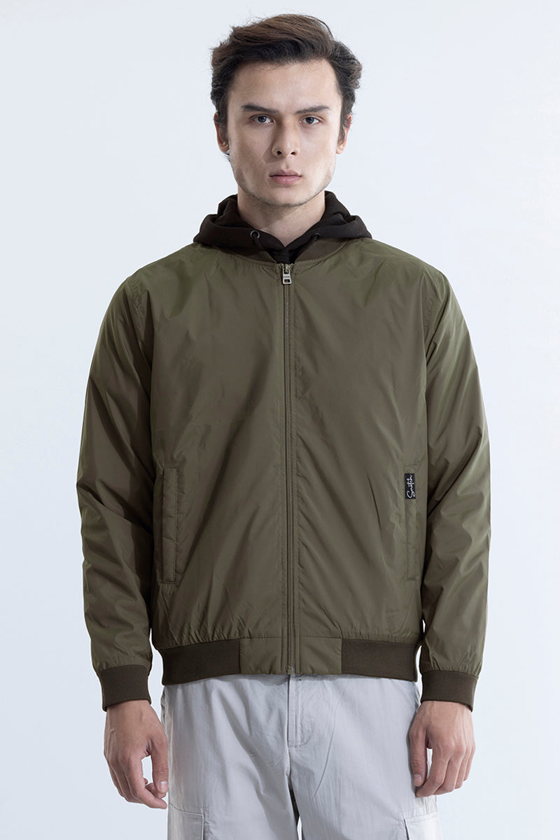 Olive green bomber jacket with hood cheap