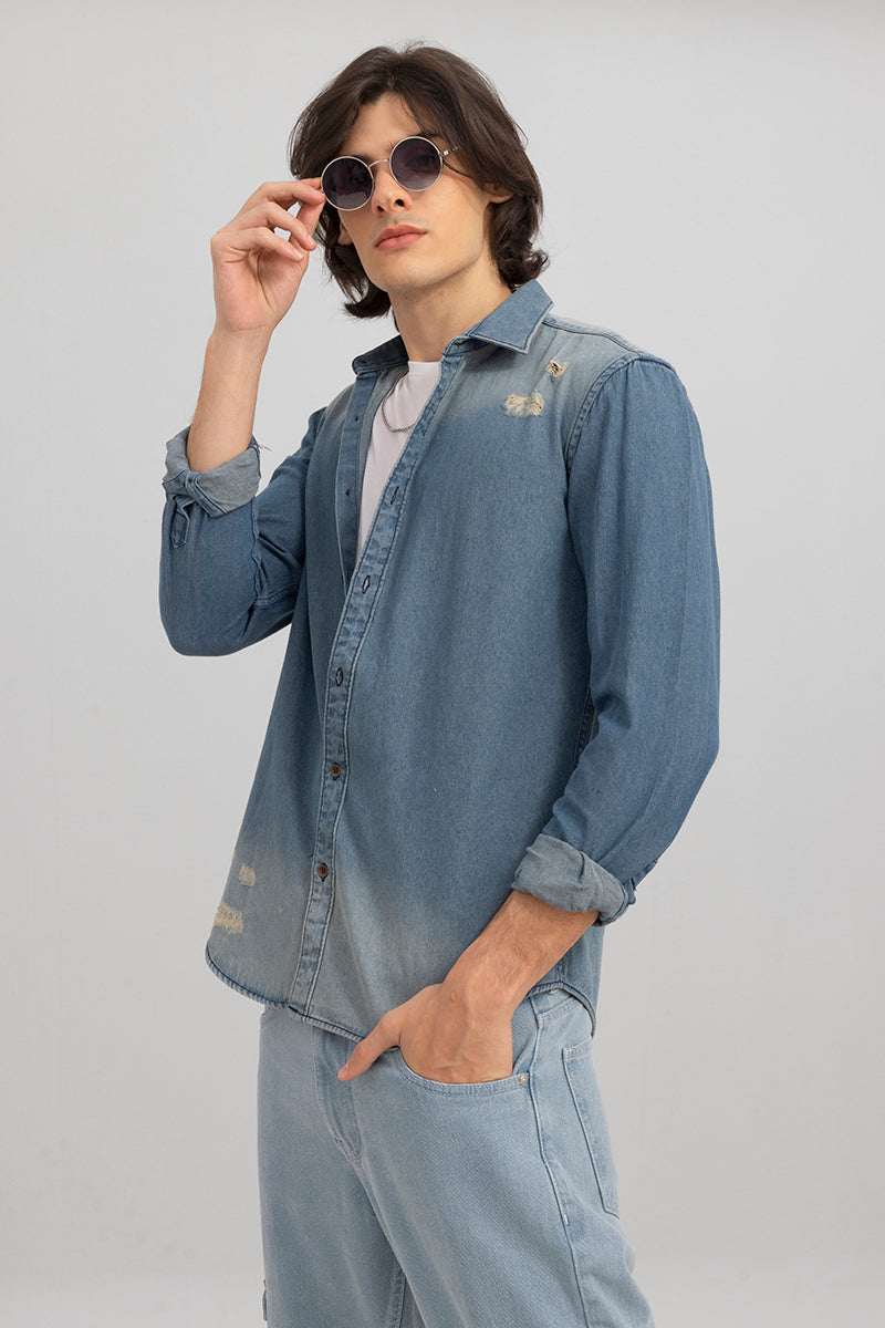 Buy Men's Inkast Blue Denim shirt Online | SNITCH