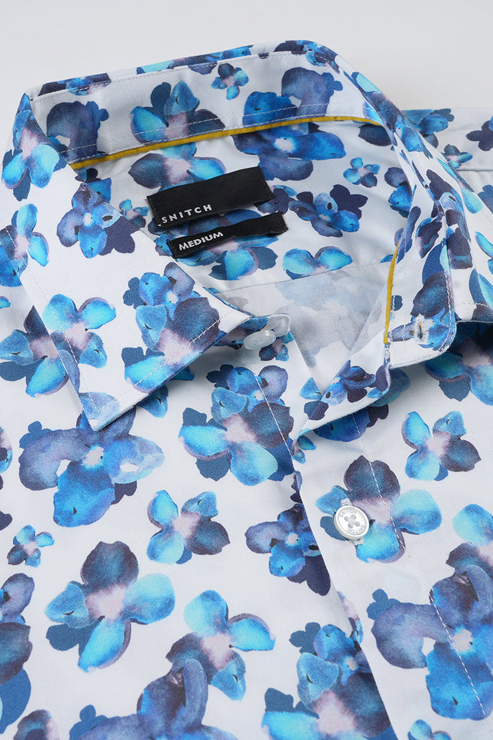 Bursting Floral Blue Shirt