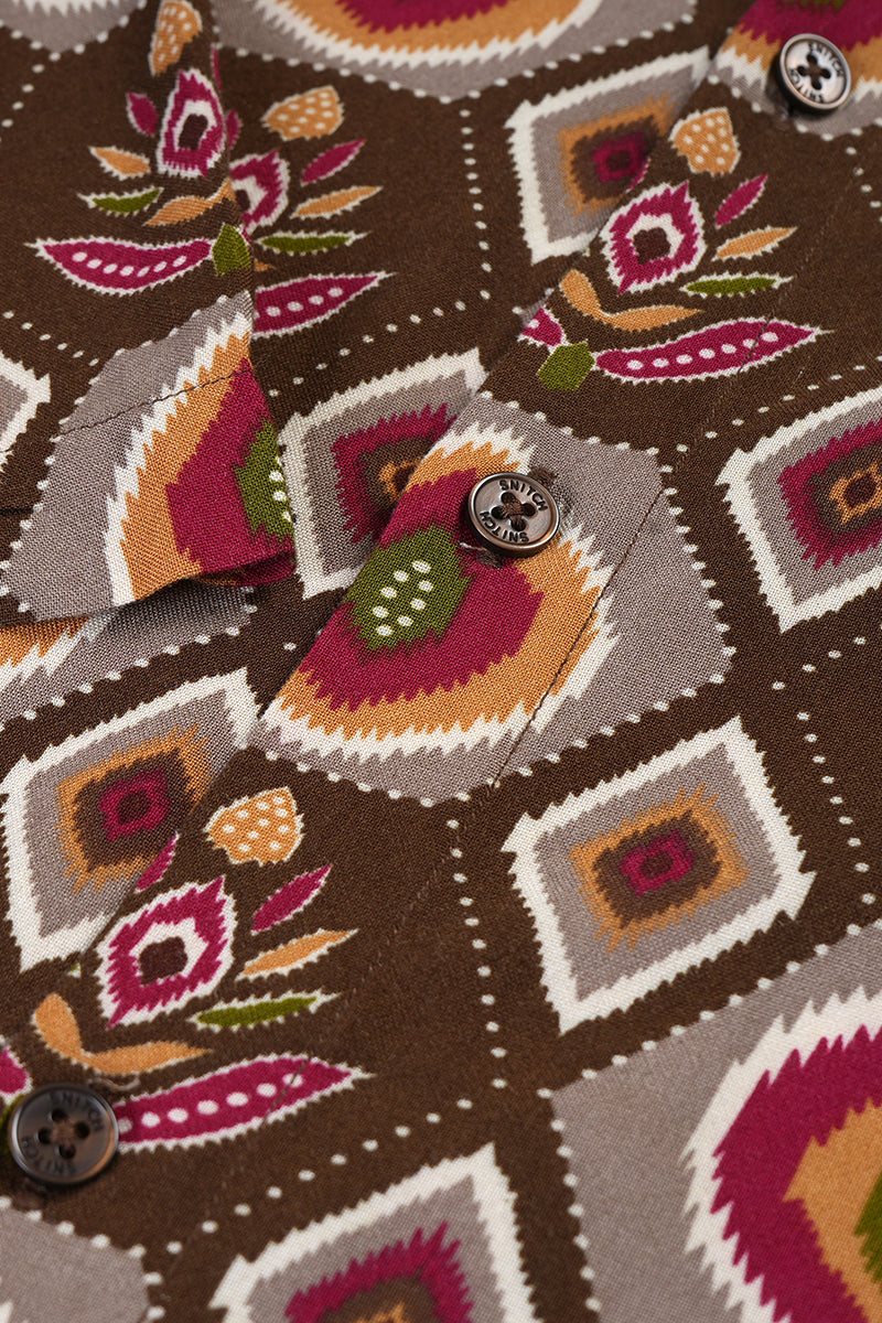 Tribal Flower Brown Shirt