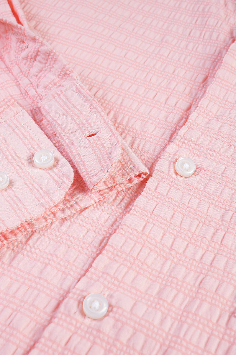 Textured Pink Seer Sucker Shirt