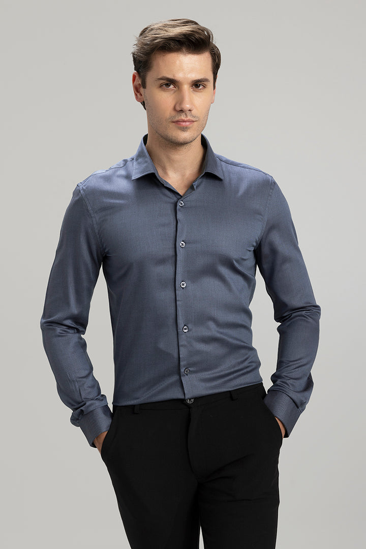 Buy Men's Stellar Line Dark Grey Giza Cotton Shirt Online | SNITCH