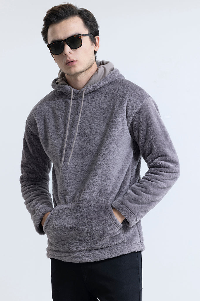 Grey fuzzy hoodie outlet