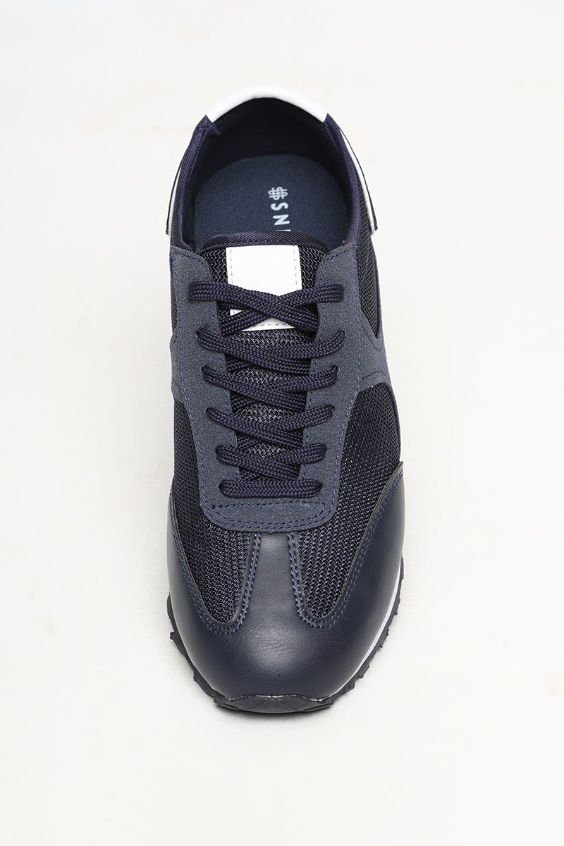 Panelled Navy Sneaker