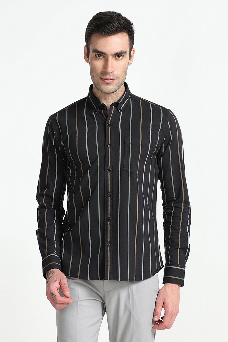 Subtle Stripe Black Shirt