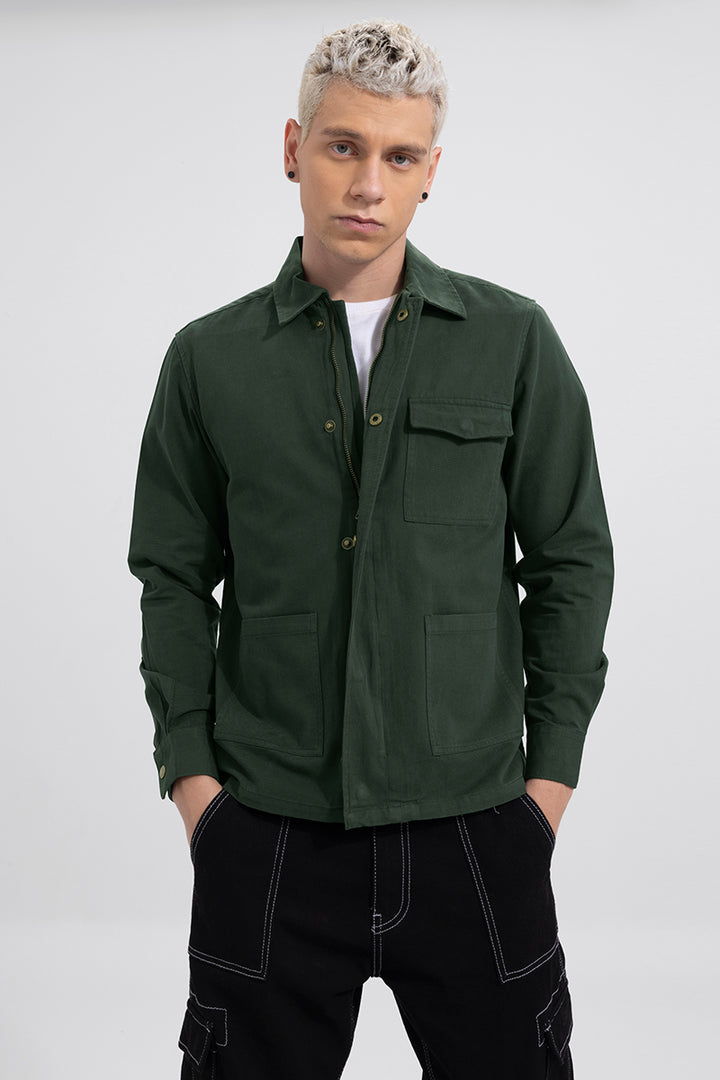 Triple Pocket Dark Green Overshirt