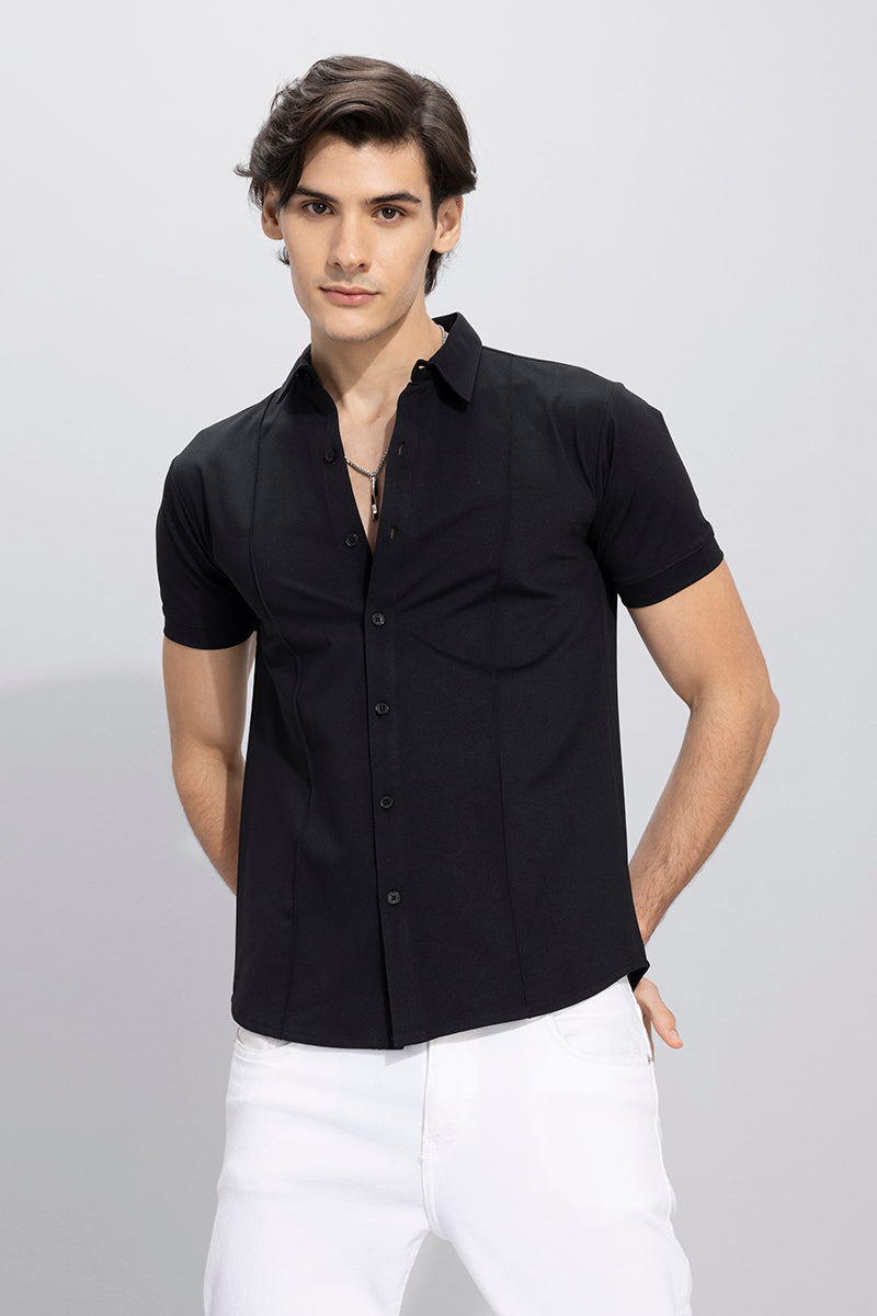 Buy Men's On Pleat Black Shirt Online | SNITCH