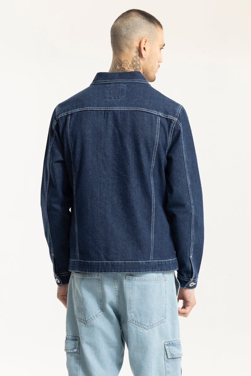 Buy Men's Arte Blue Contrast Stitch Blue Denim Jacket Online