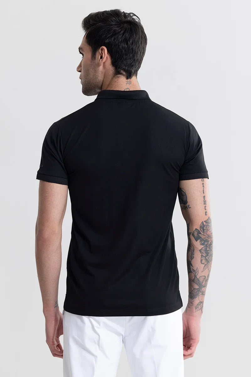 Buy Men's Encap Black Polo T-Shirt Online | SNITCH