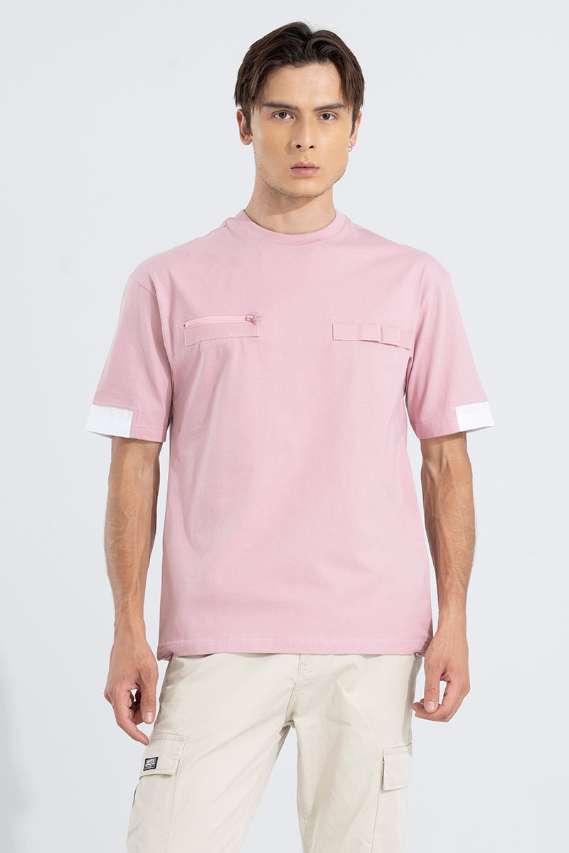 Side Slit Pink Korean Styled T-Shirt