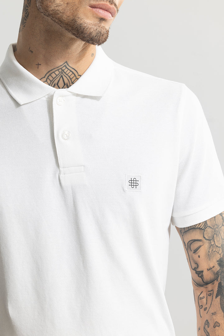 Incise Logo White Polo T-Shirt