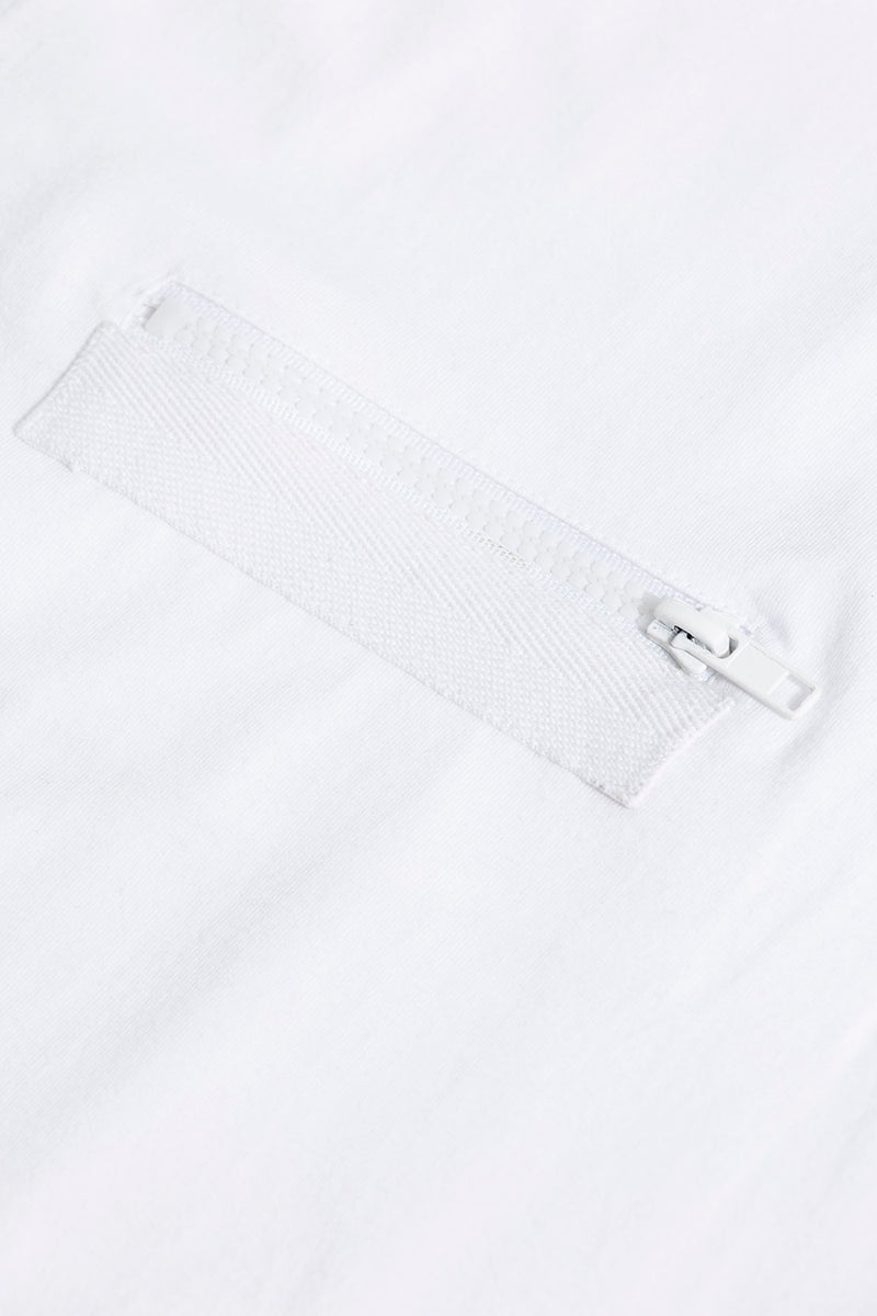 Side Slit White Korean Styled T-Shirt