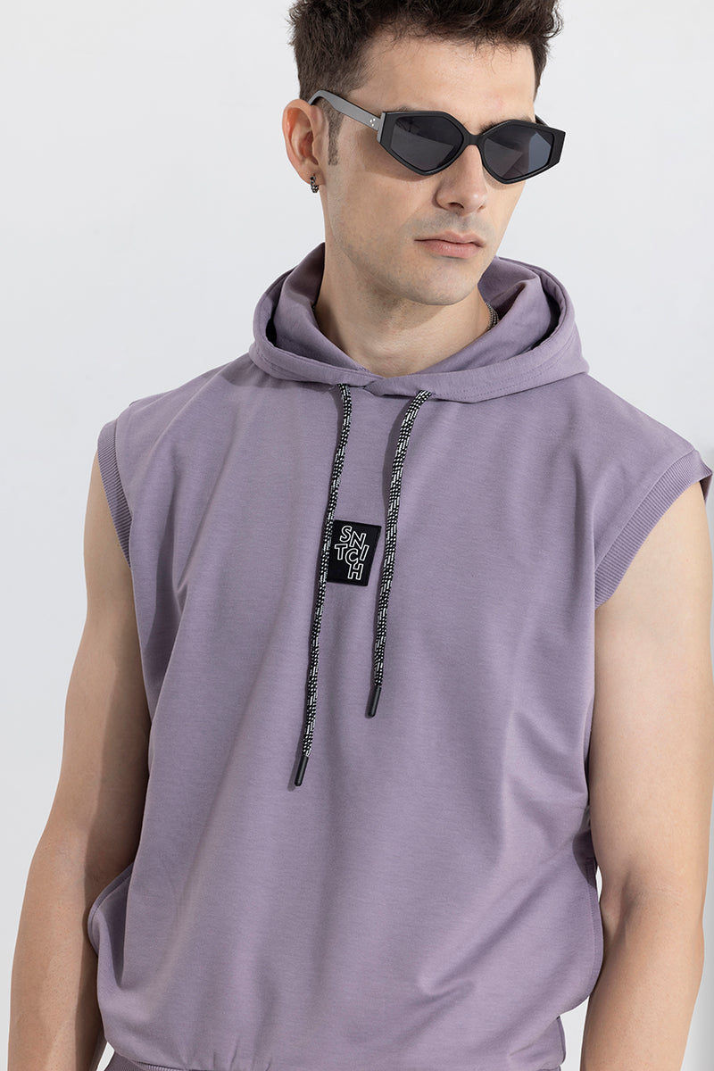 Buy Men's Logotype Mauve Sleeveless Hoodie Online