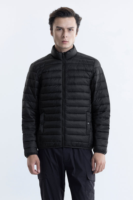 Buy Men's Quilted Black Puffer Jacket Online | SNITCH