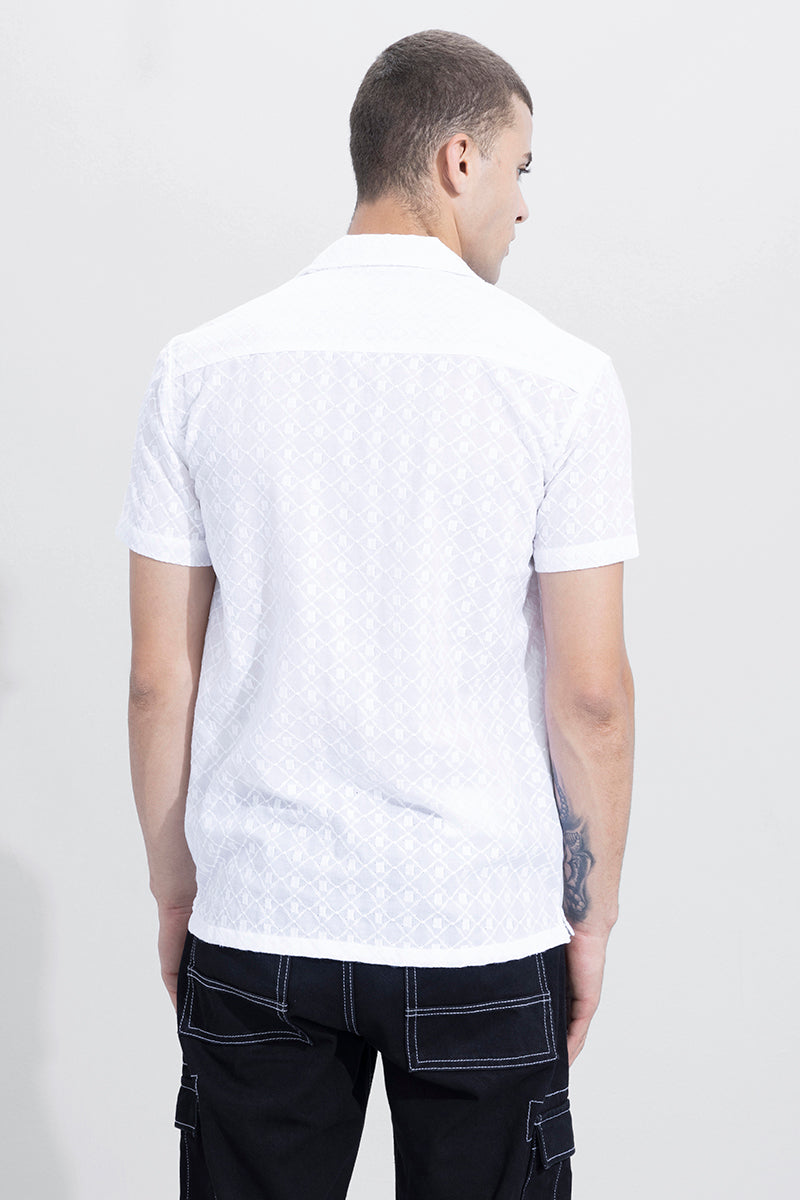 Diamond Cut White Embroidery Shirt