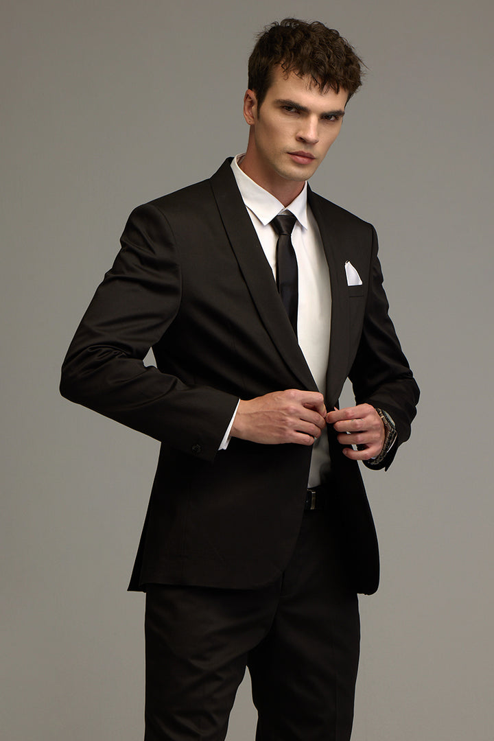 Elegant Gloss Black Suit Blazer