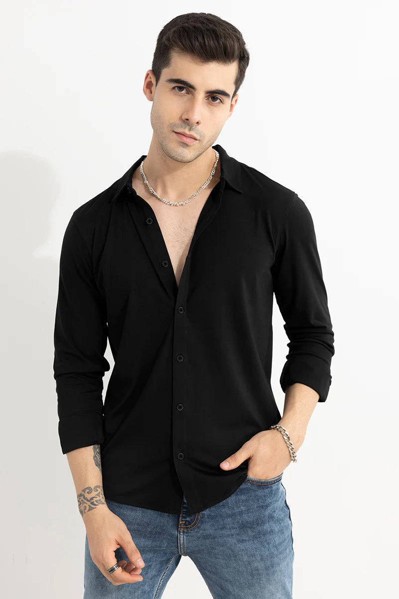 Buy Men's Superflex Black Shirt Online | SNITCH