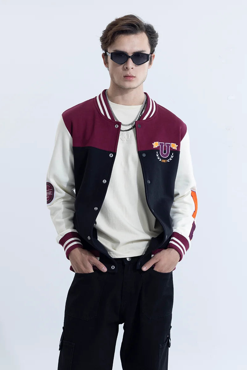 Buy Men s Champs Burgundy Varsity Jacket Online SNITCH