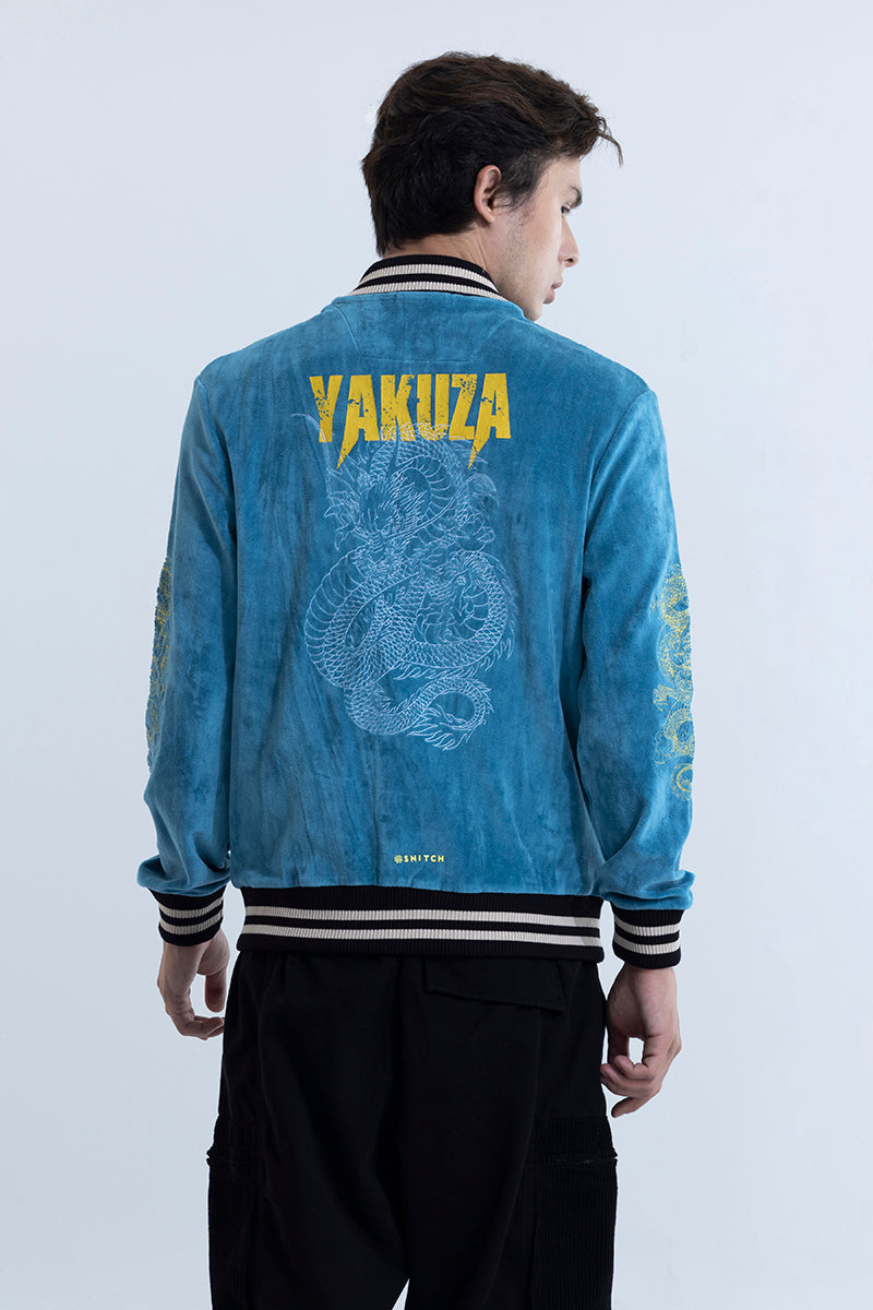 Yakuza Blue Sukajan Bomber Jacket