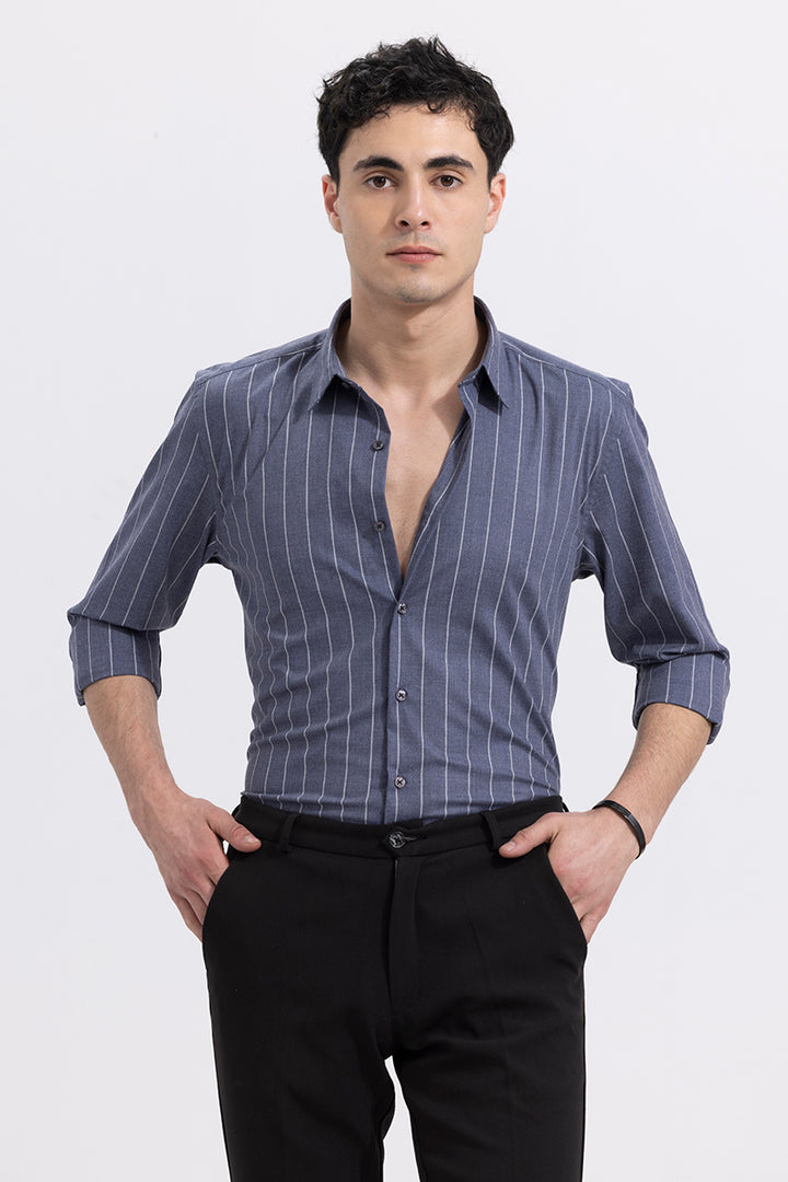 Ivitsa Melange Grey Stripe Shirt