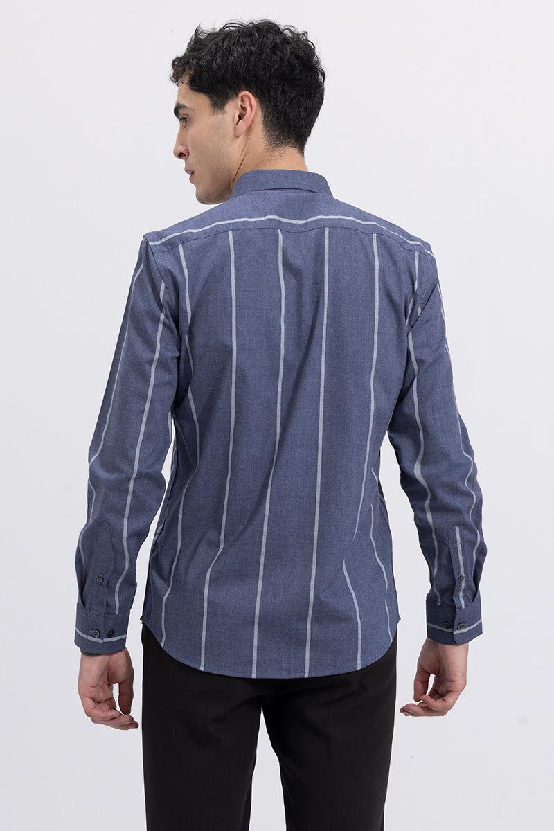 Broad Stripe Melange Blue Stripe Shirt