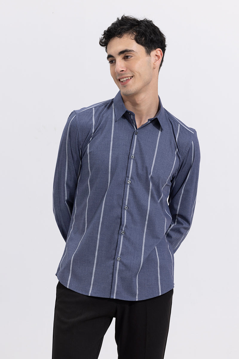 Broad Stripe Melange Blue Stripe Shirt