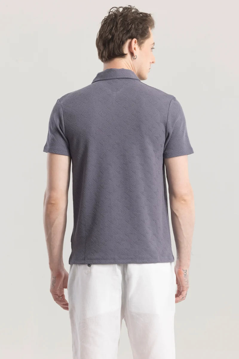 ZipPolo Grey Printed Polo T-Shirt