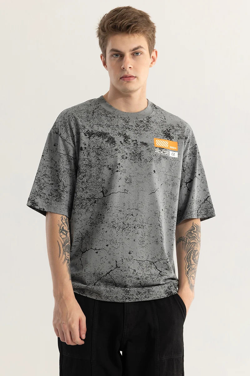 Buy Men s Glide Grey Oversized T Shirt Online Snitch SNITCH