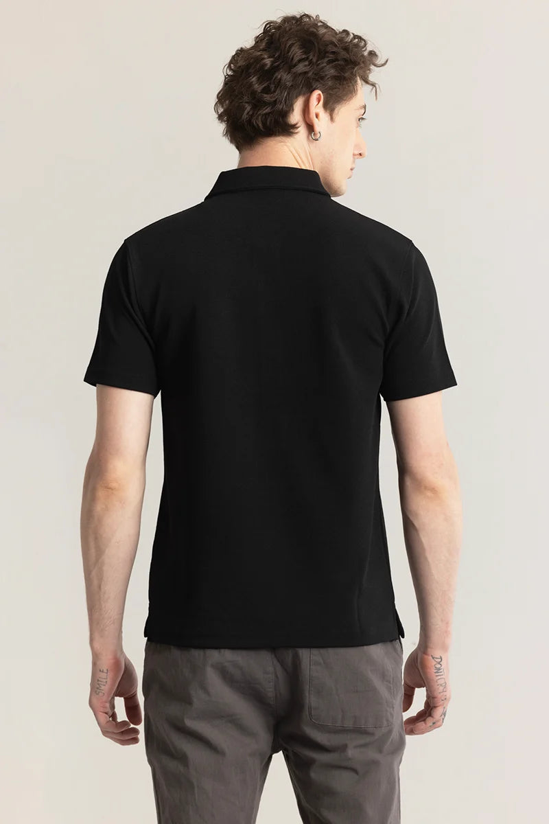 Poloshique Black Plain Polo T-Shirt