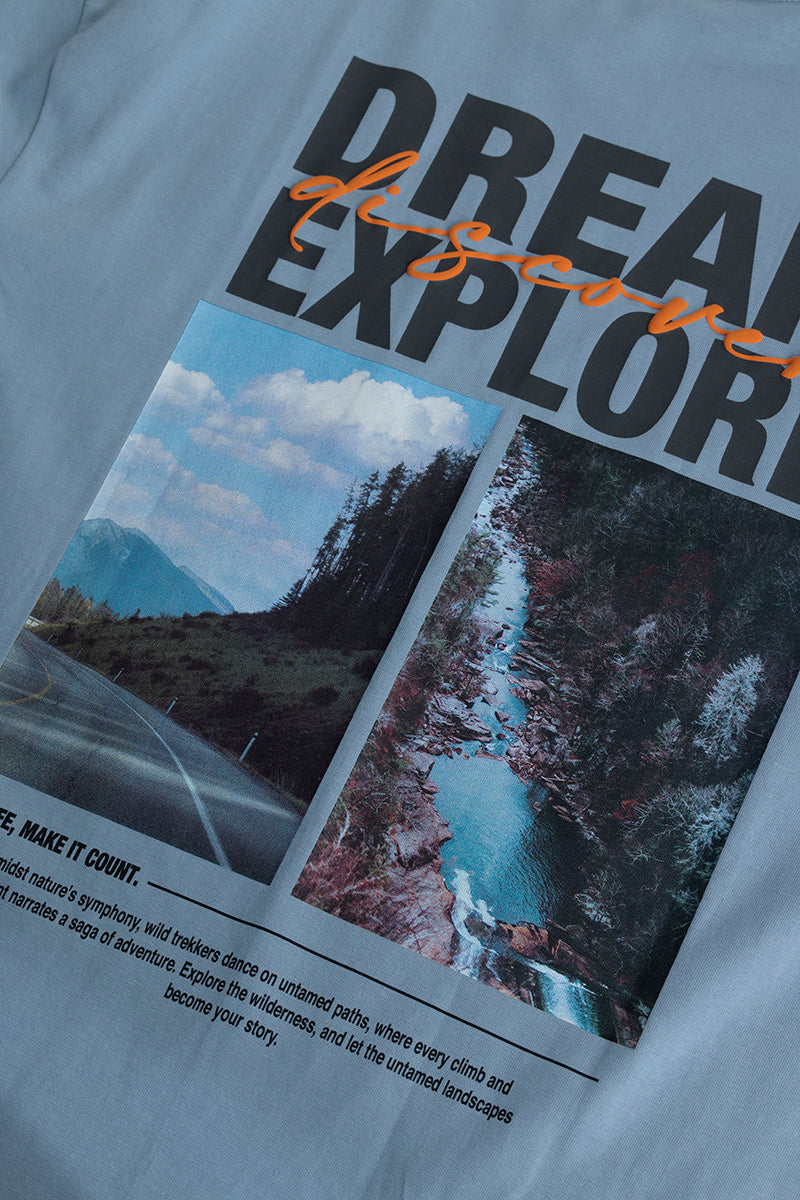 One Life Explore Blue Oversized T-Shirt