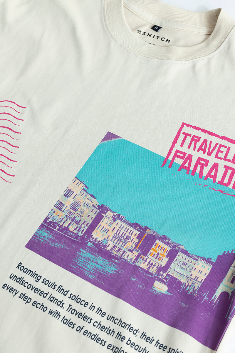 Travellers Paradise White Oversized T-shirt