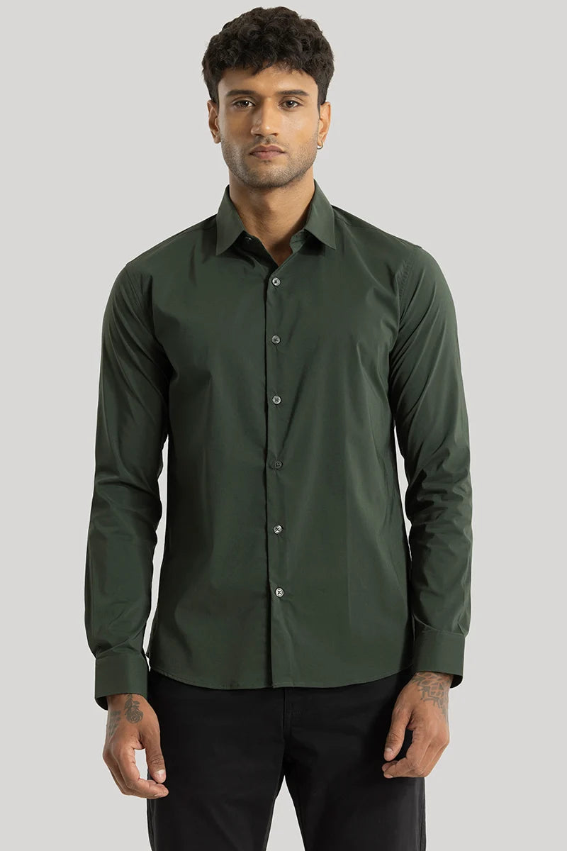 Buy Men's Quinnie Dark Green Plain Shirts Online | Snitch – SNITCH