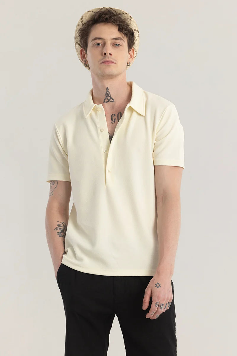 Poloshique Cream Plain Polo T-Shirt