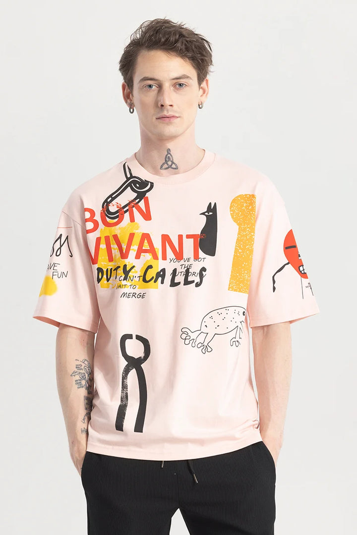 Artoonique Graphic Pink Oversized T-Shirt