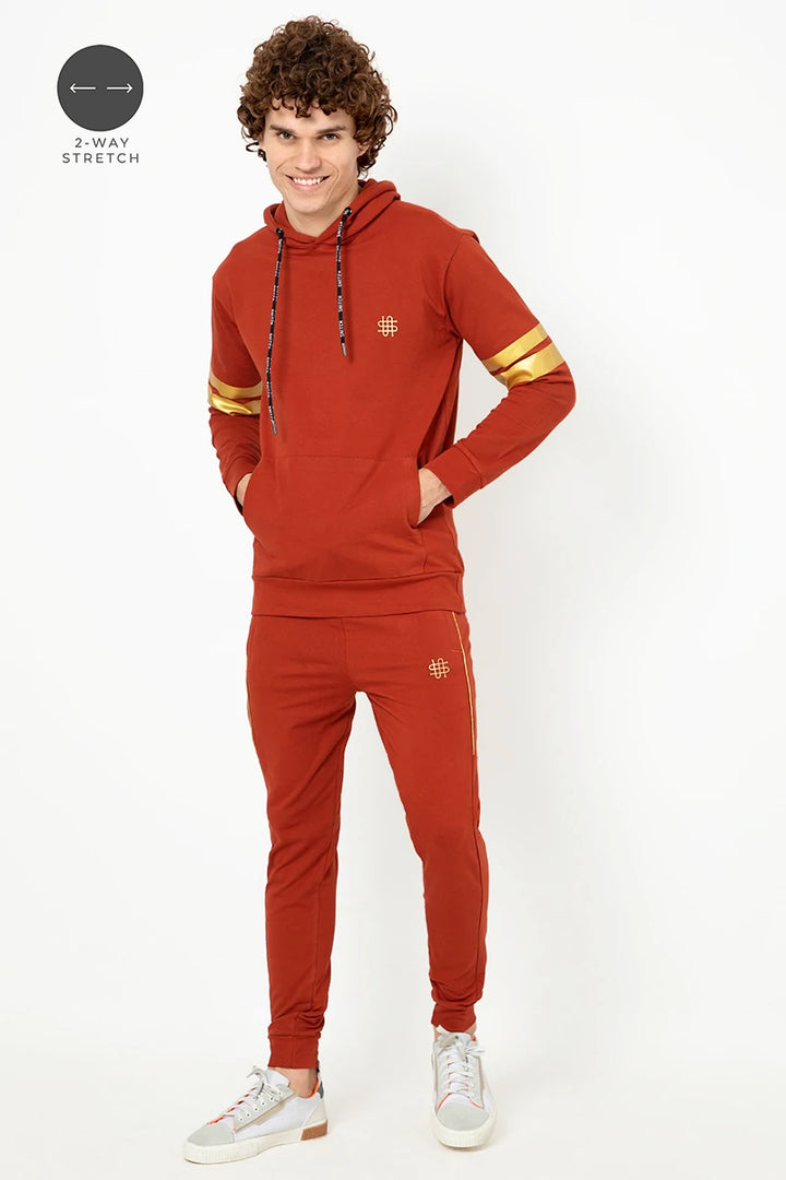 Rust Solid Hoodie Co-Ords Jogsuit - SNITCH