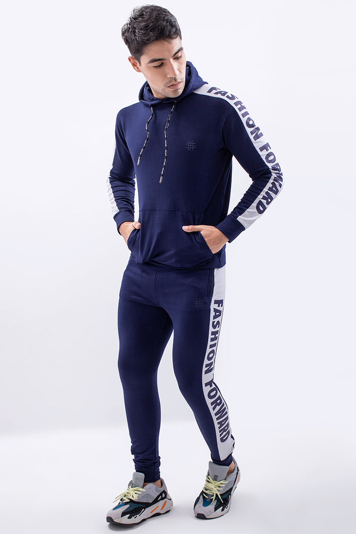Navy Fashion Forward Cut & Sew Co-Ords Jog Suit - SNITCH