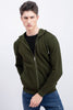 Olive Green Cotton Stretch Popcorn Knitted Hoodie Jacket - SNITCH