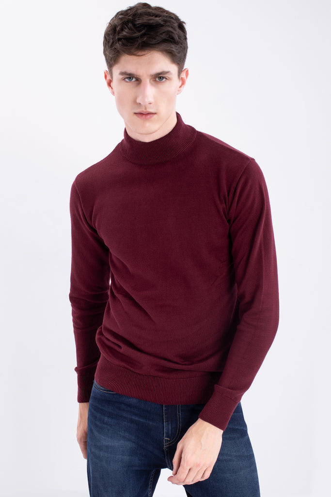 Maroon top roll neck