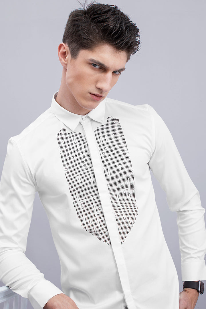 White Beaded Designer Shirt - SNITCH