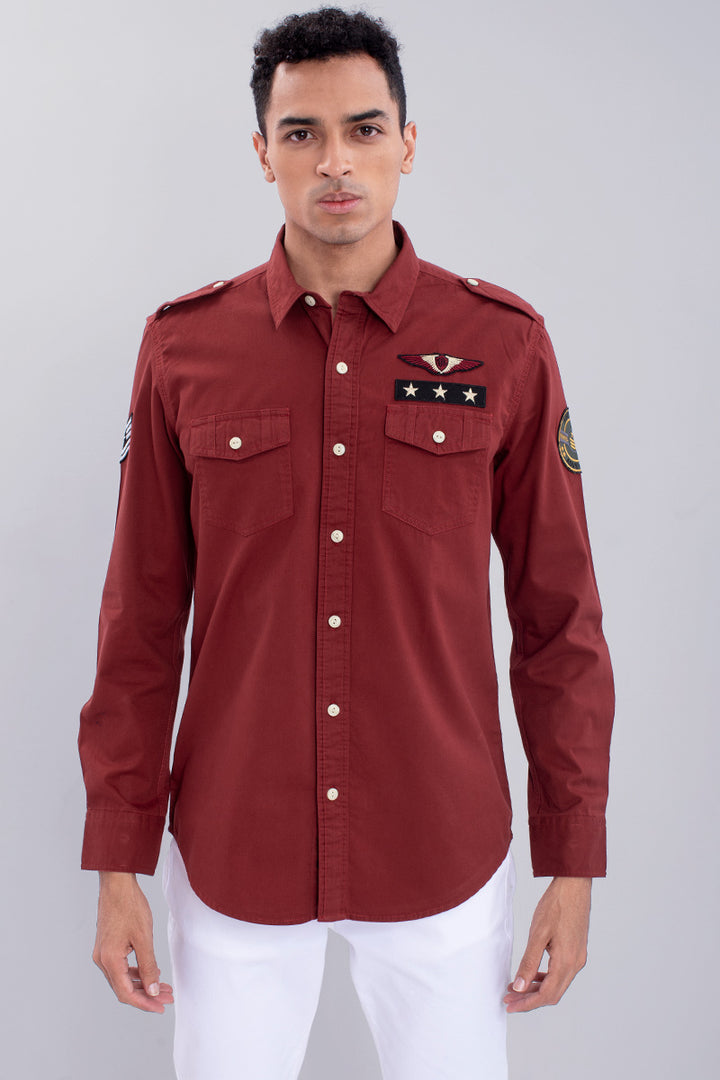 Red Double Pocket Cargo Shirt - SNITCH