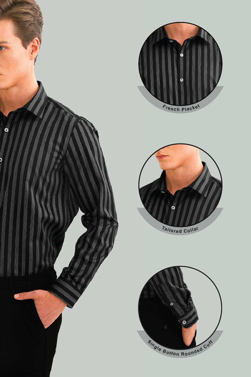 Elegant Black Giza Cotton Shirt - SNITCH