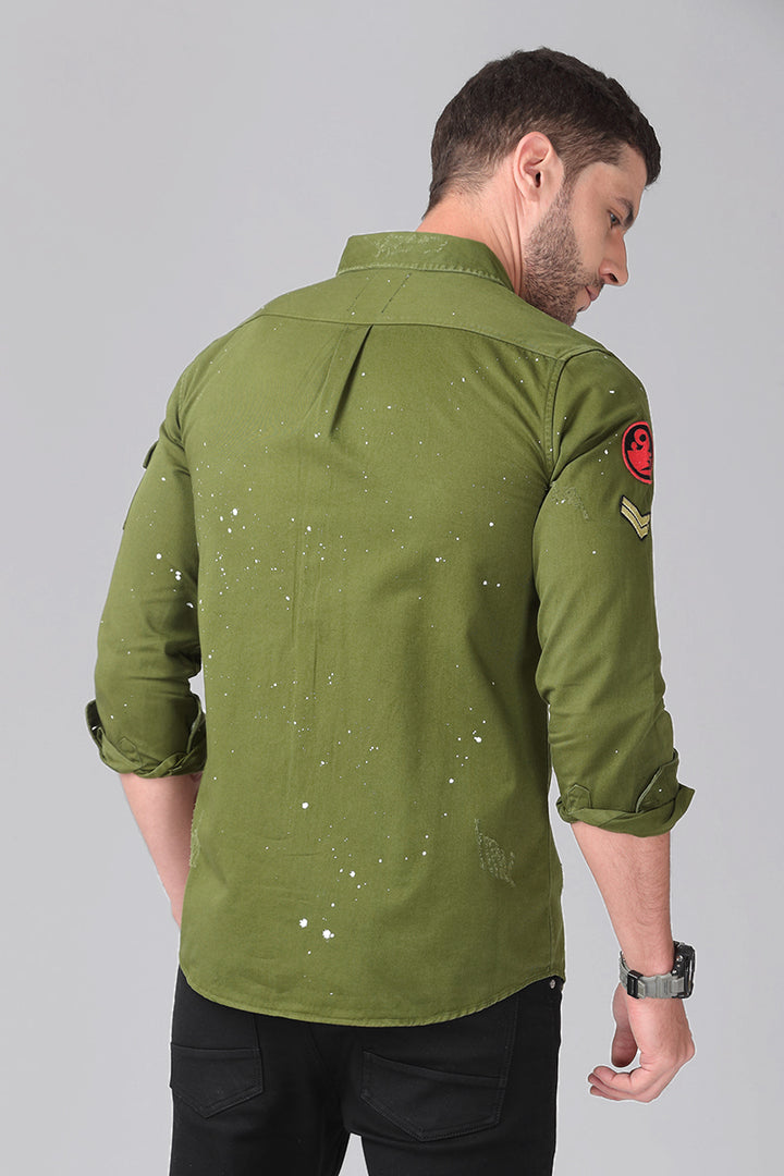 Suave Olive Green Cargo Shirt - SNITCH