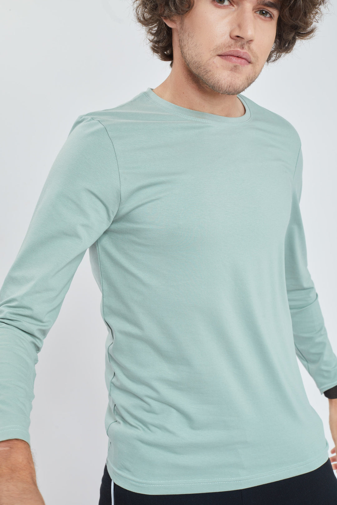 Teal Green Full Sleeves 4-way Stretch Crew Neck T-Shirt - SNITCH