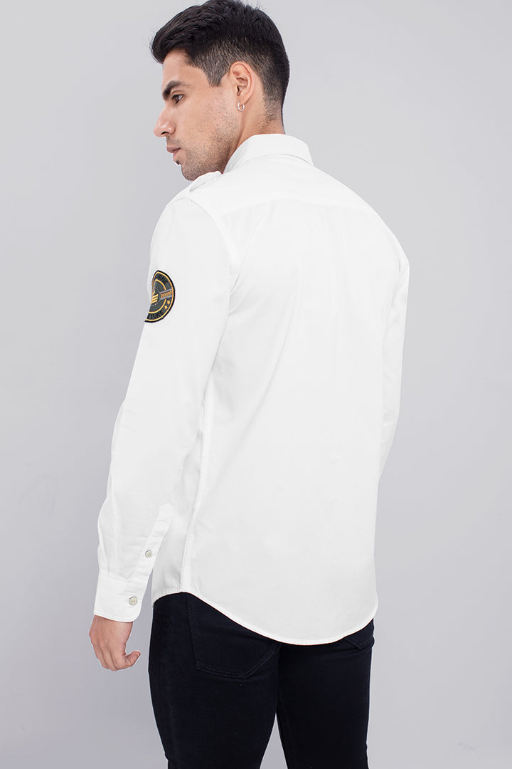 White Double Pocket Cargo Shirt - SNITCH