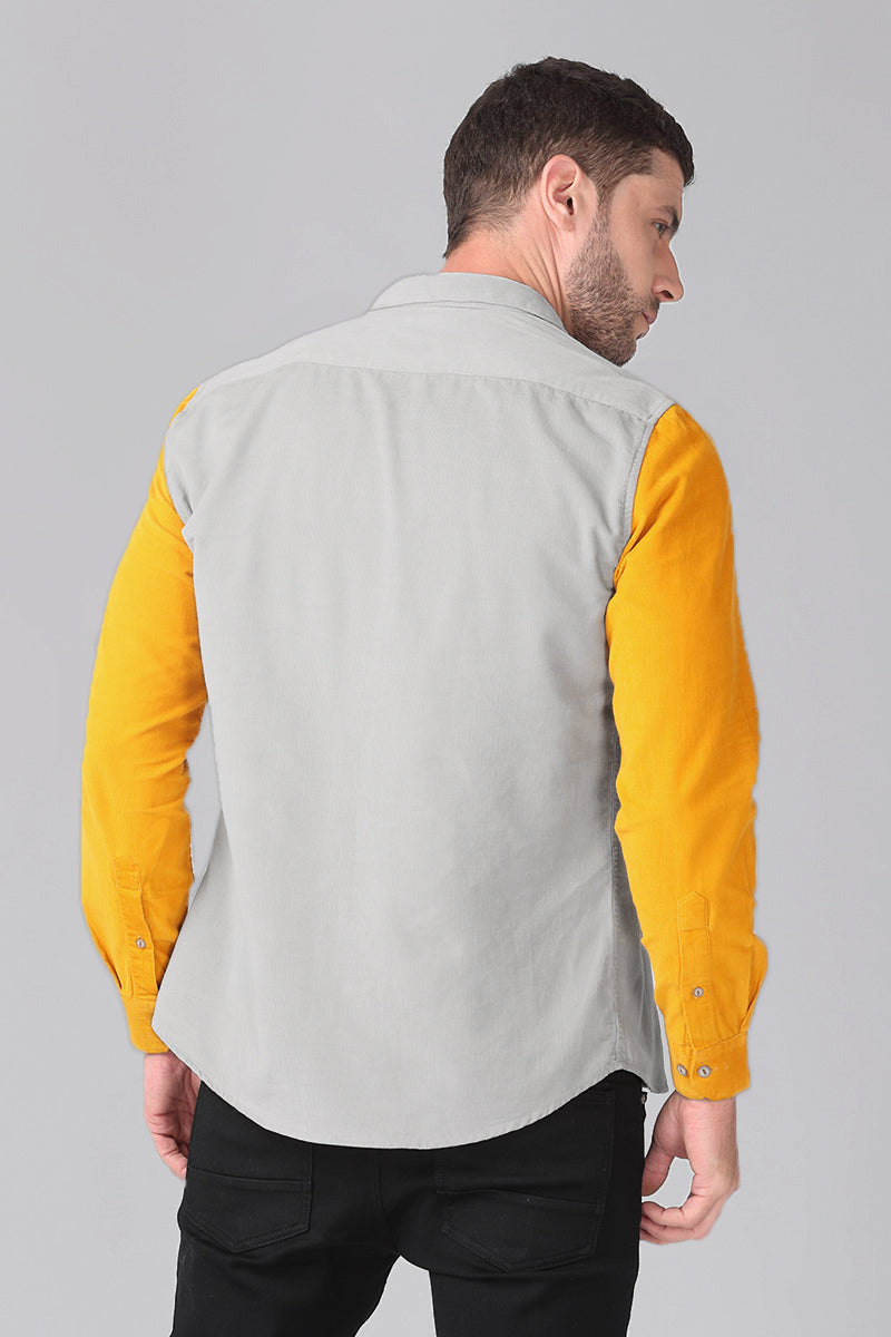 Grey with Mustard Corduroy Shirt - SNITCH