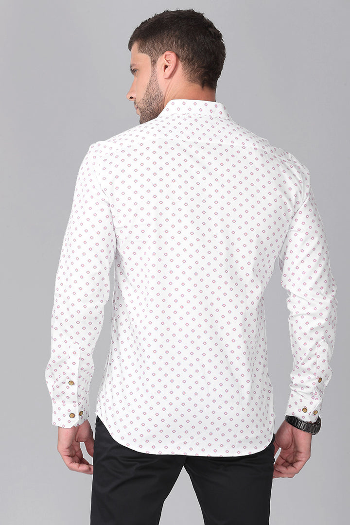 White Daisy Floral Printed Shirt - SNITCH