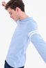 Light Blue Crew Neck Cotton 4-Way Stretch T-Shirt - SNITCH